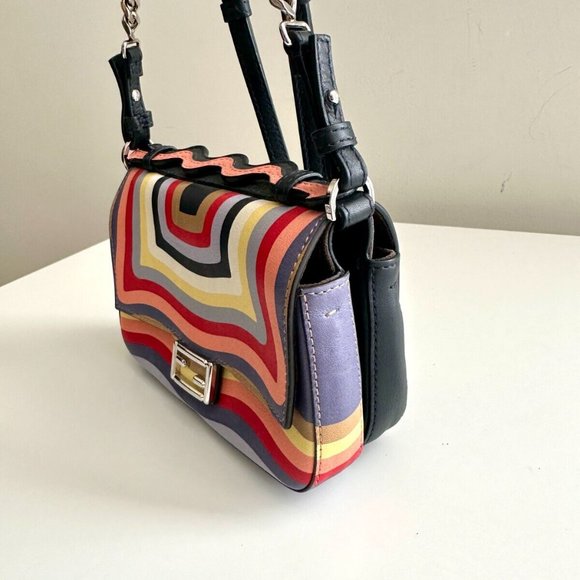 FENDI Leather Wave Shoulder Crossbody Bag in Rainbow Multicolor - Picture 2 of 11